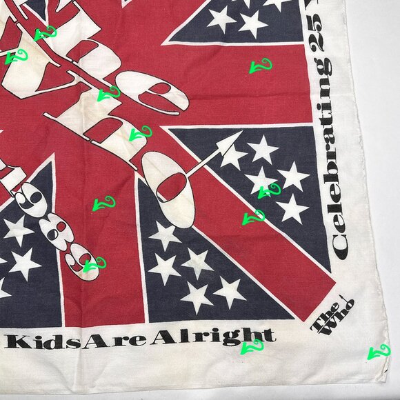 The Who 1989 Tour Bandanna Head Scarf 25 Years 1964-1989 The Kids Are Alright - Picture 11 of 15
